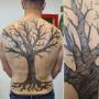 dos arbre neo traditionnel noir et gris